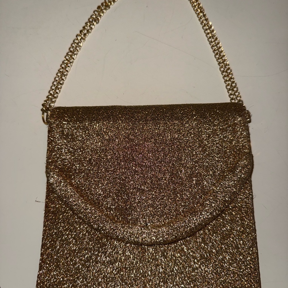 Vintage gold glitter evening bag